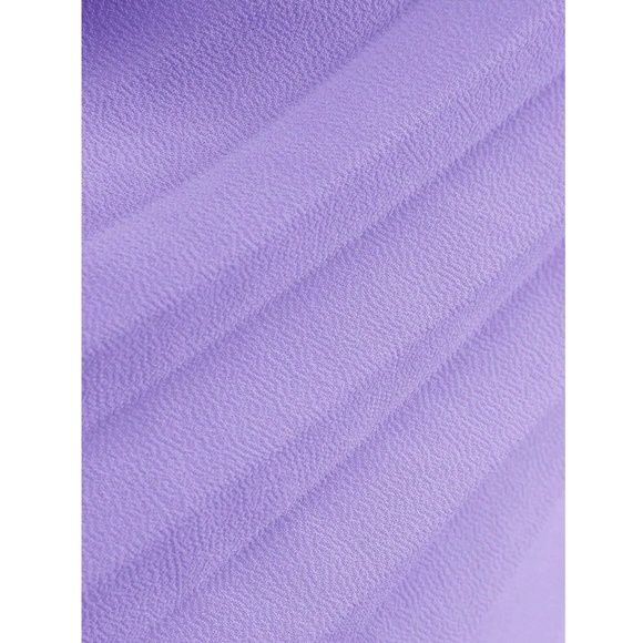 Pleated Lavender Mini Dress Tie Neck Short A-Line Flared - Picture 9 of 11